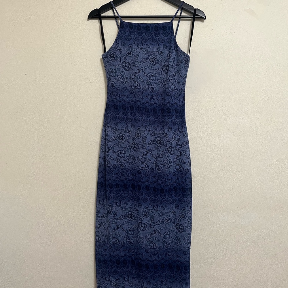Navy Floral Midi Dress